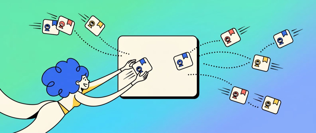 Illustration of a company sending a project brief to verified creatives